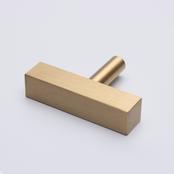 Brushed Brass Cabinet knobs - Modern T-Bar Pull for Cabinets and Drawers - Picture 4 of 5